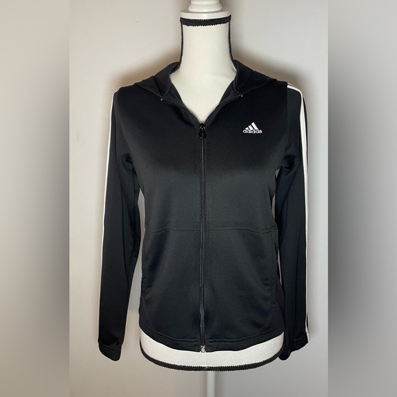 Adidas Women's Black Zip-Up Hoodie active jacket M - Picture 1 of 8